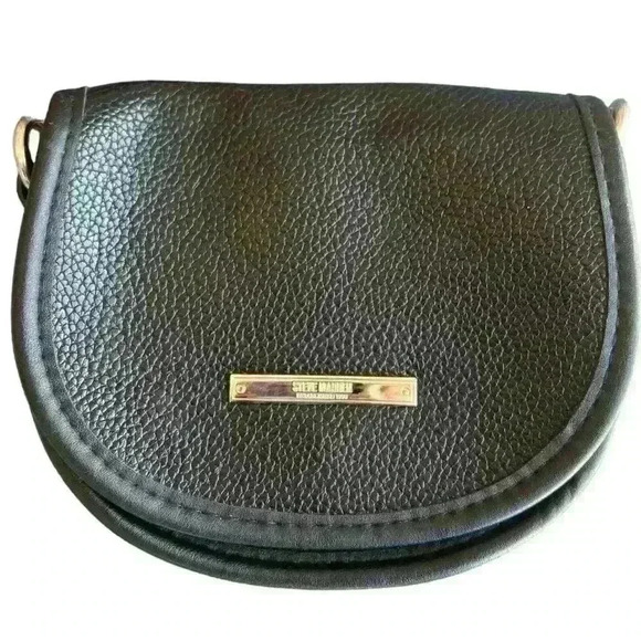 Steve Madden Black Crossbody Bag Belt with Silver Chain - Picture 3 of 9